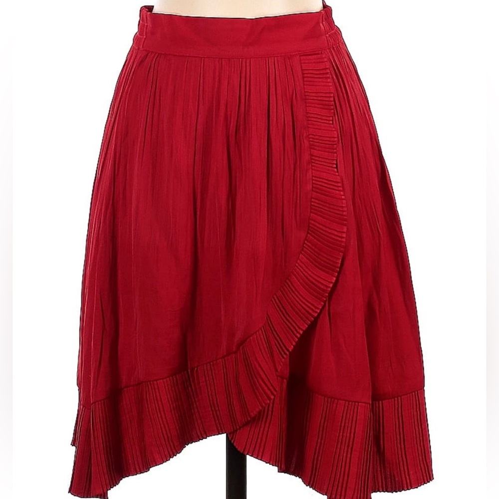 MAJE red silk skirt M (2)